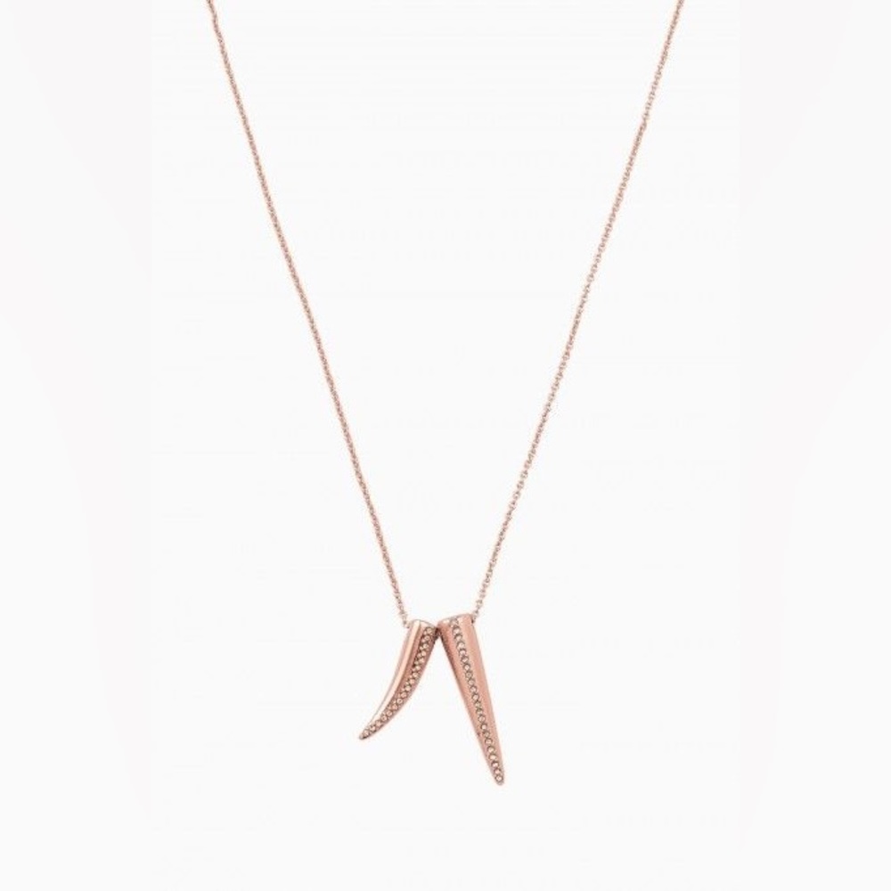 Double Horn Pave Pendent - Rose Gold